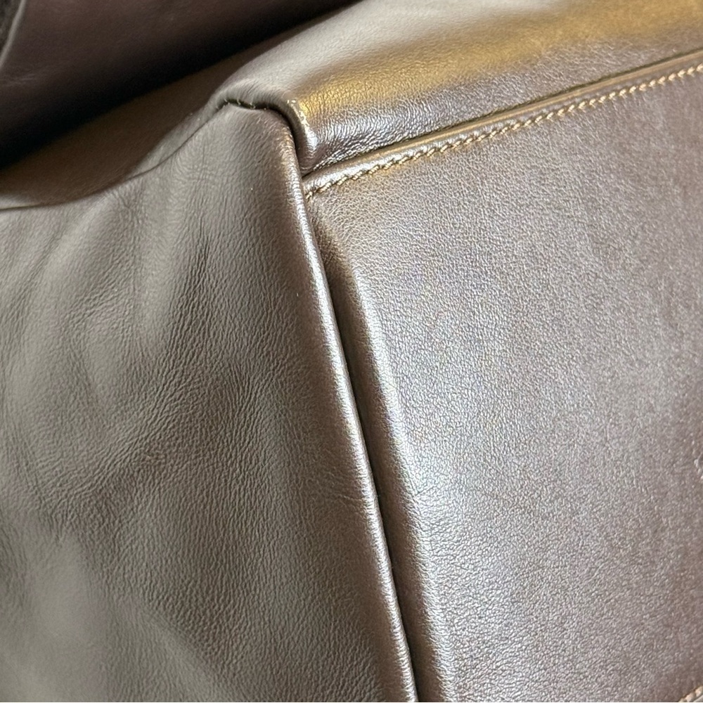 Varriale Italian Dark Brown Leather And Shearling Messenger Bag Adjustable Strap - Picture 14 of 16